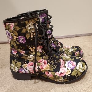 Beautiful Floral Combat Boots